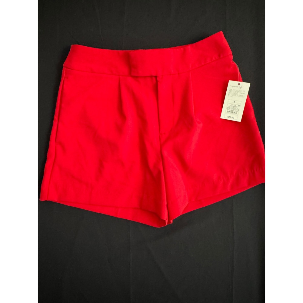 A New Day Womens High Rise Pleated Shorts Size 6 Racer Red NWT
